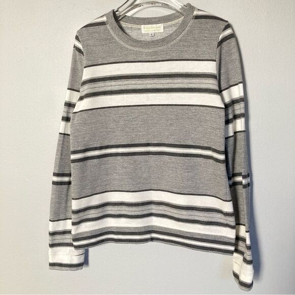 The Lady and the‎ Sailor Black White Stripe Long Sleeve Pullover Terry Fleece - Picture 1 of 9